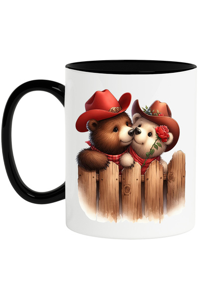 StoryGift Romania Cana cu un urs si o ursoaica, ilustratie, palarii de cowboy...