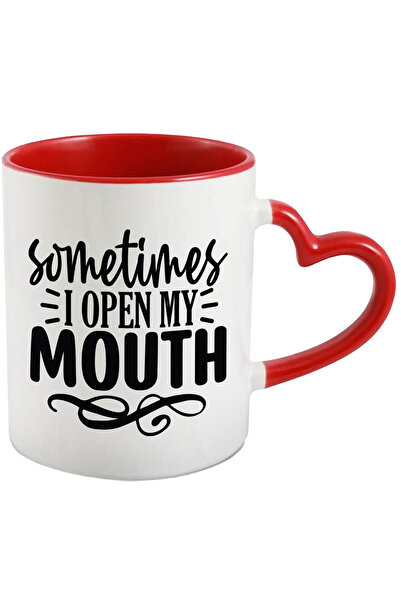 StoryGift Romania Cana cu mesajul "Uneori deschid gura" - vorbit fara rost cu Maner Inima Rosie, Cu Maner Inima Rosie