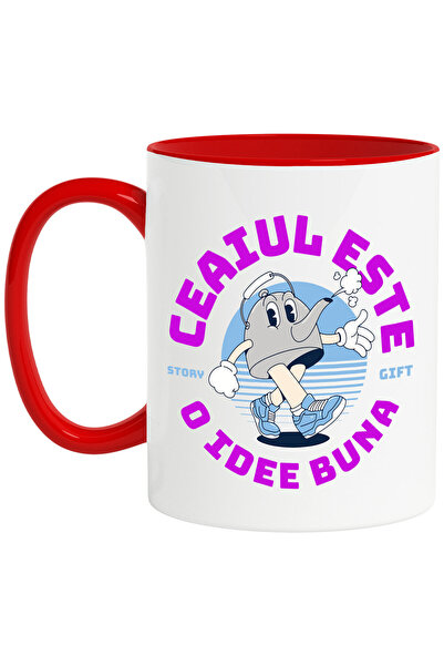 StoryGift Romania Cana cu Ceainic Vesel Mergand Text Ceaiul este o idee Buna,...