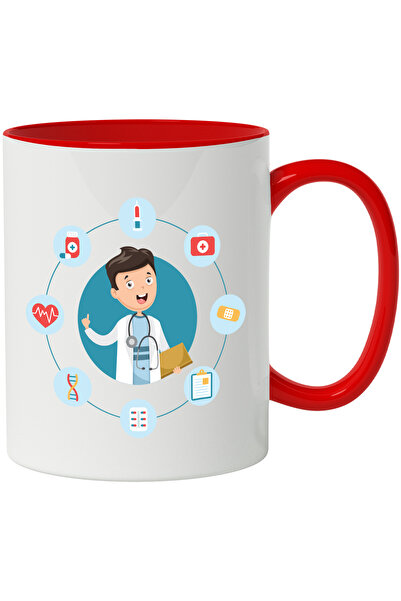 StoryGift Romania Cana Cu Doctor, Medicina, Cerc, Stetoscop, Halat, Medicament, Trusa, Multicolor , Cu Maner Rosu