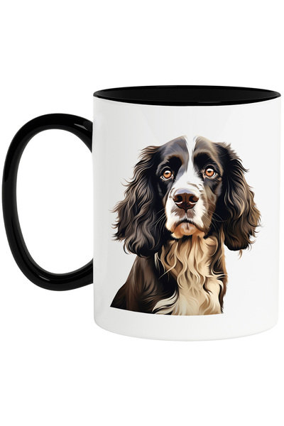 StoryGift Romania Cana cu un catel serios, ilustratie, negru, alb, ochi patru...