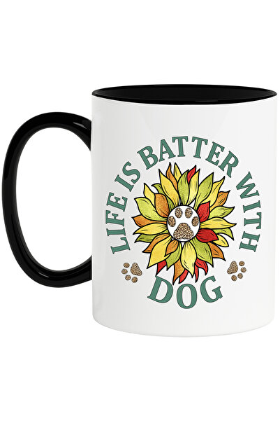 StoryGift Romania Cana cu mesajul "Life is better with dog", caine, animal de...