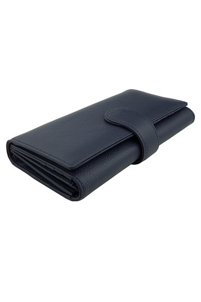 OEM Women's wallet, Tita, made of genuine leather, 19 x 10 x 3 cm, Navy Blue - PR229