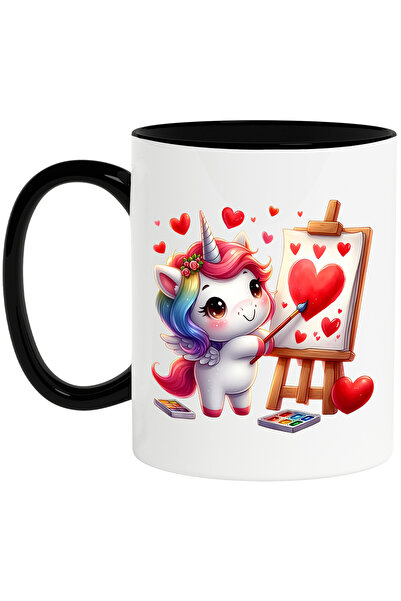 StoryGift Romania Cana cu un unicorn care picteaza inimioare, ilustratie, imb...