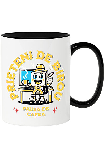 StoryGift Romania Cana cu Animatie sef la Birou Cu Cafea Si Tigara Text Priet...