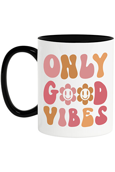 StoryGift Romania Cana cu floricele si mesajul in engleza "Only good vibes" c...