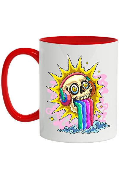 StoryGift Romania Cana Cu Craniu, Casti, Curcubeu, Soare, Multicolor 330 ml, ...