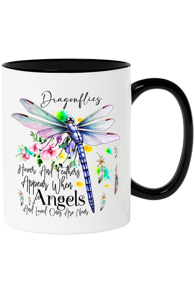 StoryGift Romania Cana cu libelula albastra cu mesajul "Dragonflies, Hover an...