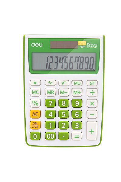 Deli Calculator Desktop 12 Digits White-Green 1238 Deli