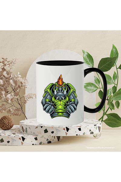 StoryGift Romania Mug With Wild Boar, Mecha, Flame, Sci Fi, Robot, Fists, Multicolor 330 ml, C, Cu,STG