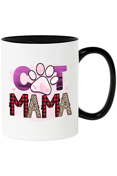 StoryGift Romania Cana cu mesajul "Cat mama", mama pisica, fundal roz, labuta...