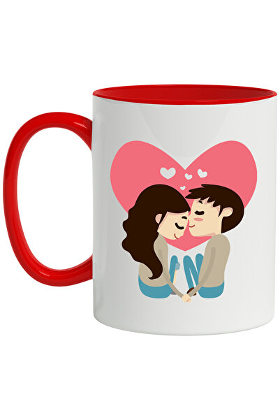 StoryGift Romania Cana Cu Cuplu, Inima, Sarut, Multicolor 330 ml, Ceramica cu...