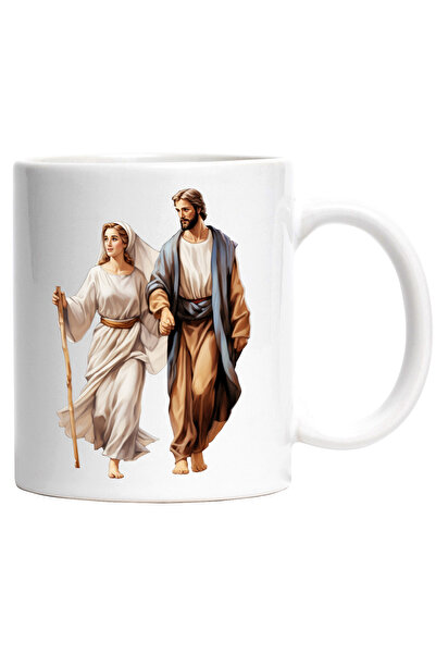 StoryGift Romania Cana cu Iisus Hristos si Maica Domnului | toiag | crestinism | bunatate | rugaci, Cu Maner Alb