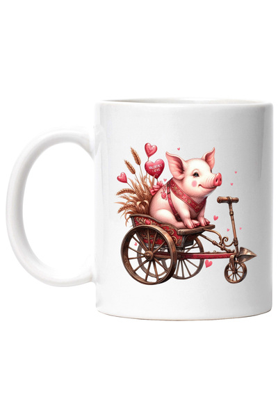 StoryGift Romania Cana cu un purcelus pe o tricicleta, grau, inimioare, afect...