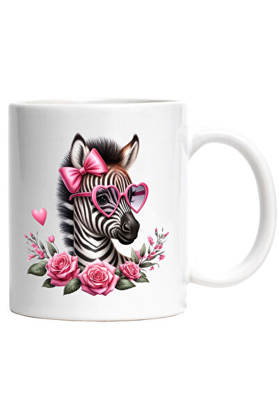 StoryGift Romania Cana cu o zebra care poarta ochelari in forma de inimioare ...