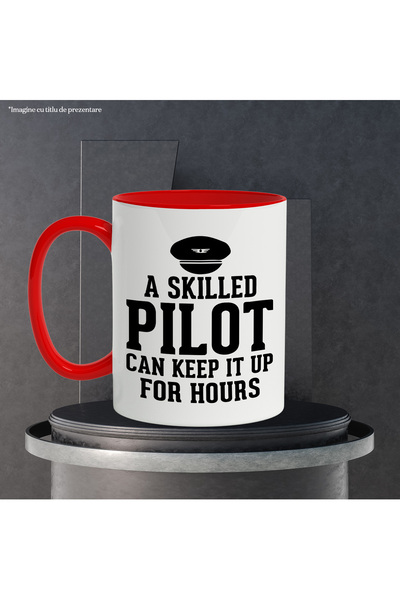 StoryGift Romania Mug with the text in English "A skilled pilot can keep it up for hours" - a pilot, With,STG.