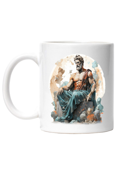 StoryGift Romania Cana Cu Statuia Lui Zeus, Tron, Mitologie Greaca, Zeu, Multicolor 330 ml, Cerami, Cu Maner Alb