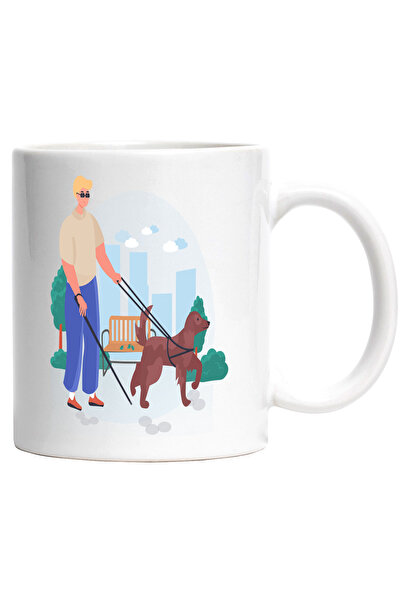 StoryGift Romania Cana Cu Catel, Nevazator, Ochelari, Baston, Banca, Oras, Mu...