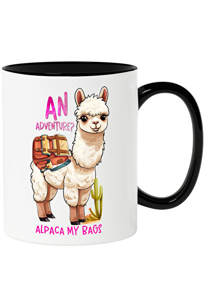 StoryGift Romania Cana cu alpaca cu ghiozdan cu mesajul "An Adventure? Alpaca...