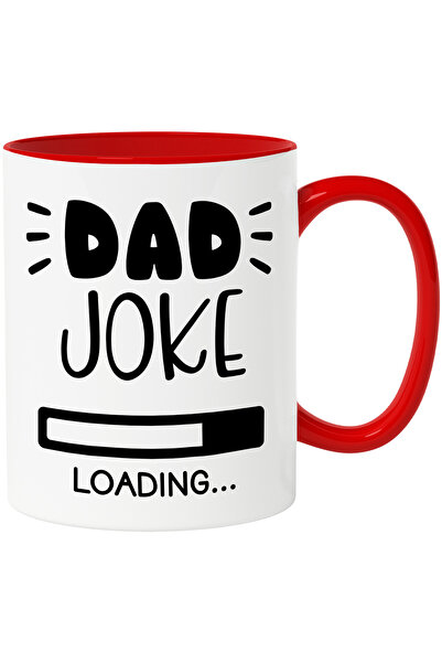 StoryGift Romania Cana cu Textul Amuzant in Engleza Dad Joke Loading, Glume de Tata, Tata Amuzant,, Cu Maner Rosu
