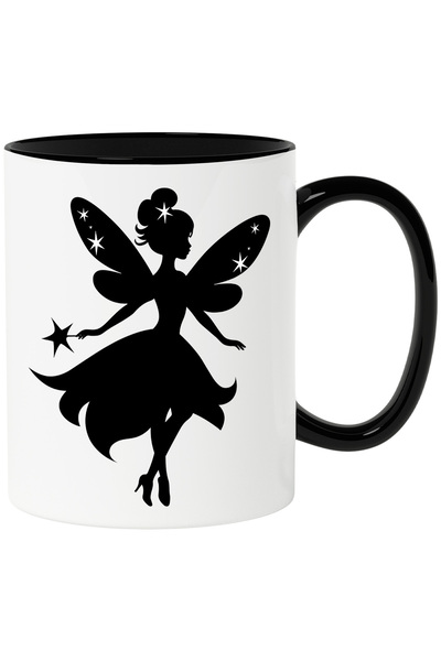 StoryGift Romania Cana cu o zana care are o rochie - stelute cu Maner Negru, ...