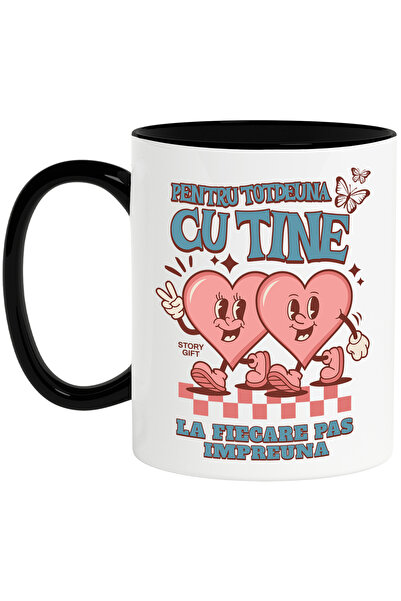 StoryGift Romania Cana Inimi fericite cuplu la fiecare pas impreuna, 330ml, C...