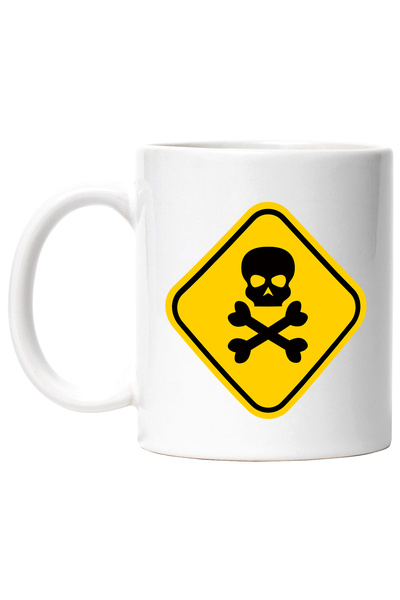 StoryGift Romania Cana Cu Semn, Pericol, Craniu, Oase, Multicolor 330 ml, Ceramica cu Maner Alb, Cu Maner Alb