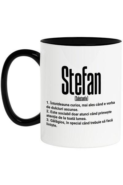 StoryGift Romania Cana Cu Numele Stefan, Cu Mesaj Amuzant, Curios, Sociabil, ...