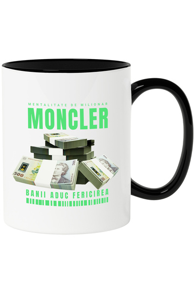 StoryGift Romania Cana _Moncler_ - Banii Aduc Fericirea, 330ml, Ceramica cu M...