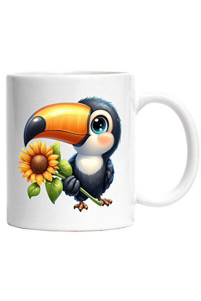 StoryGift Romania Cana cu pasarea Tucan | vesela | ilustratie | tine o floare...