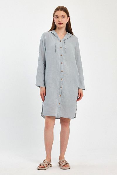 Heaven Ephesus Women's Tunic - Muslin Hooded Long Sleeve - 1050