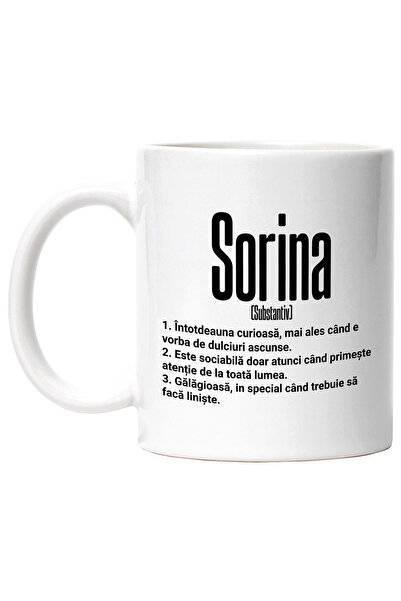 StoryGift Romania Cana Cu Numele Sorina, si Mesaj Amuzant, Curioasa, Sociabil...