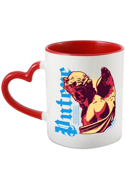 StoryGift Romania Cana Putere, Inger, 330ml, Ceramica cu Maner Inima Rosie, C...