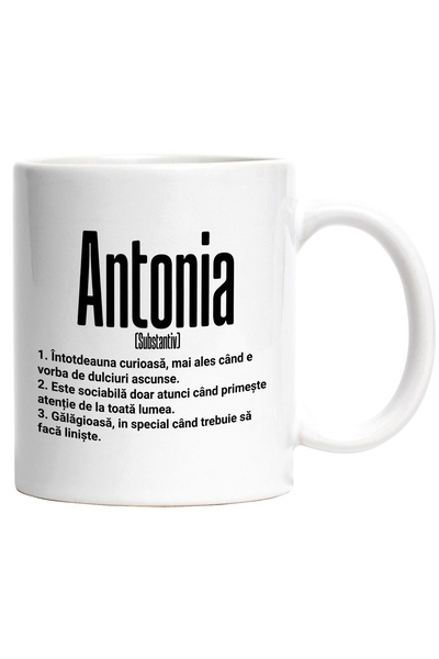 StoryGift Romania Cana Cu Numele Antonia, si Mesaj Amuzant, Curioasa, Sociabi...
