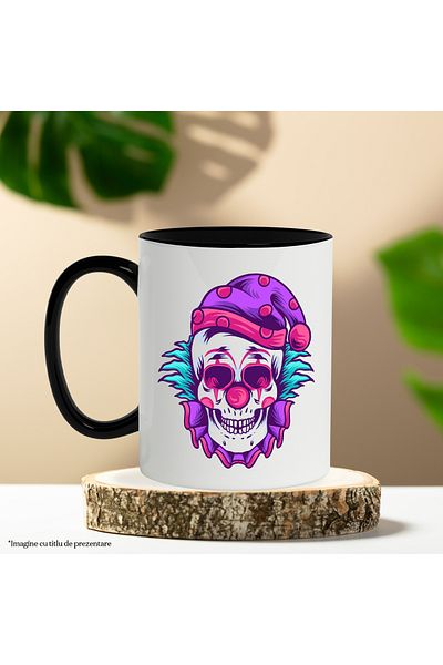 StoryGift Romania Mug With Skull, Fez, Wig, Clown, Costume, Horror, Multicolor 330 ml, Ceramic, With,STG