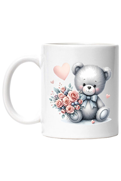 StoryGift Romania Cana cu un ursulet de plus | ilustratie | gri | buchet cu t...