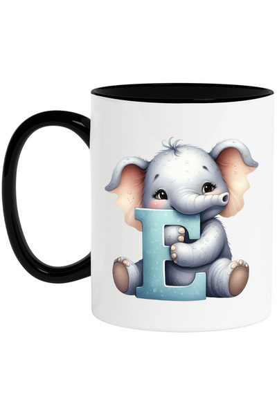 StoryGift Romania Cana cu elefant cu litera "E", ilustratie, pentru copii, sc...
