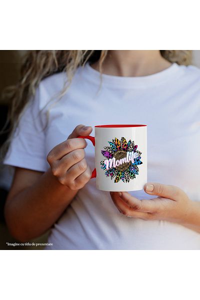 StoryGift Romania Mug with the message "Momlife", illustration, mother's life, flower, petals everywhere, With