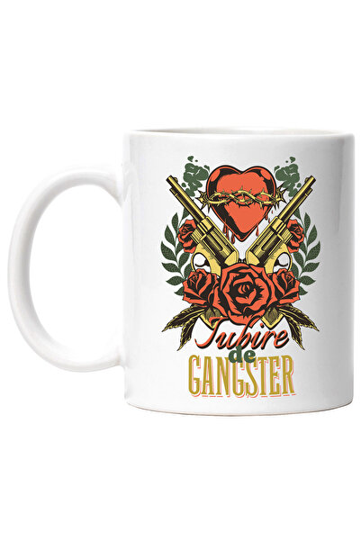 StoryGift Romania Cana Iubire de gangster pistoale inima trandafiri, 330ml, C...