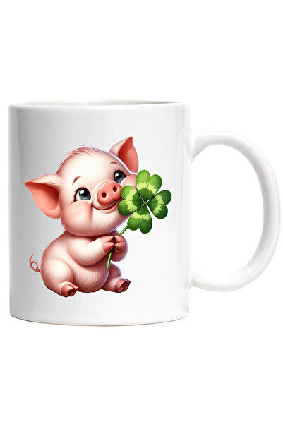 StoryGift Romania Cana cu un purcelus vesel | ilustratie | trifoi cu patru fo...