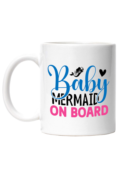 StoryGift Romania Cana cu sirena si inimioara cu mesajul "Baby mermaid on boa...
