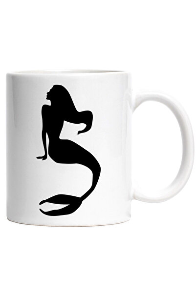 StoryGift Romania Cana cu o sirena cu parul lung - slaba cu Maner Alb, Cu Man...