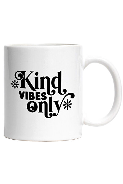 StoryGift Romania Cana cu floricele si textul "Kind vibes only" - doar vibrat...