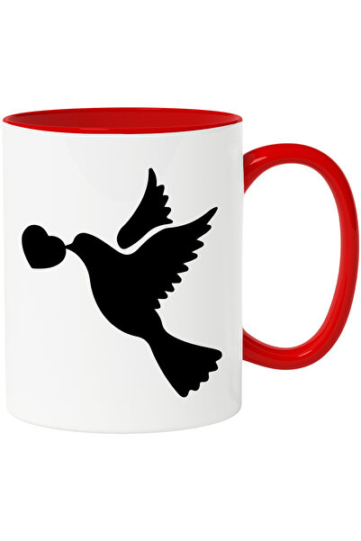 StoryGift Romania Cana cu o porumbita care tine o inimioara in cioc cu Maner ...