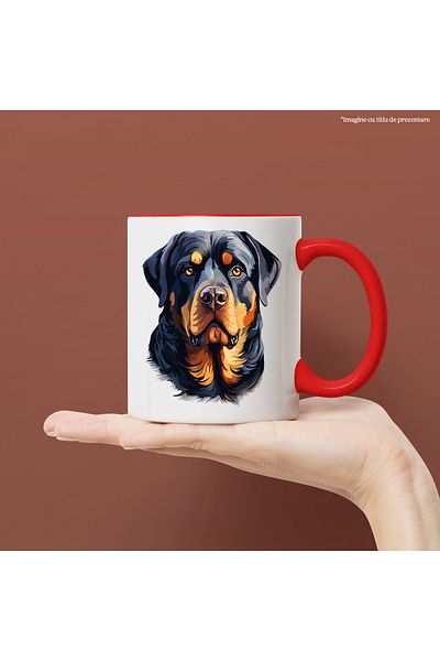 StoryGift Romania Mug with a Boxer dog, illustration, serious, man's best friend, black, With ,STG