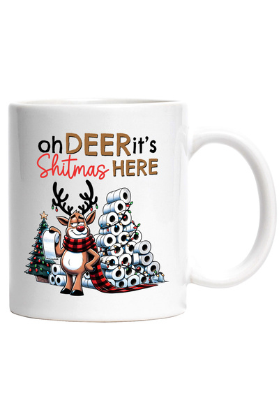 StoryGift Romania Cana cu ren care tine hartie igienica cu mesajul "Oh, deer,...