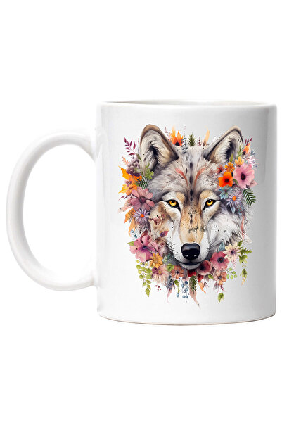 StoryGift Romania Cana cu un cap de lup inconjurat cu flori | ilustratie | na...