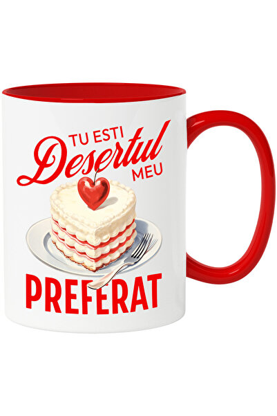 StoryGift Romania Cana cu Tort Romantic In Forma De Inima Cireasa Rosie Deser...