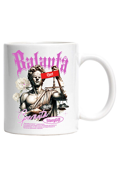 StoryGift Romania Cana Paradisul Gasit - Balanta, Efort, Speranta, 330ml, Ceramic cu Maner Alb, Cu Maner Alb