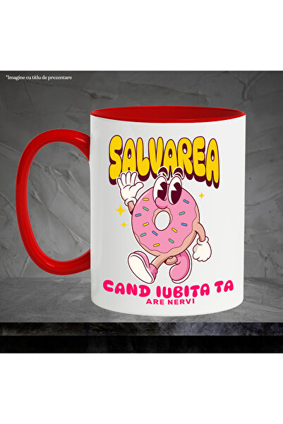 StoryGift Romania Glazed Donut Mug Happy Funny Text Saving When Your Girlfriend Has Nerves, 330m, With ,STG.